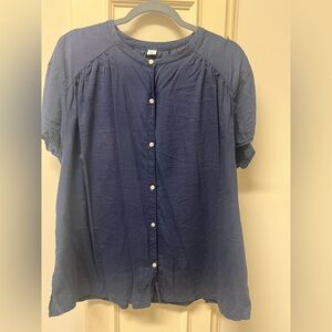 Old Navy Dark Blue Button-Up Shirt Sleeve Shirt
